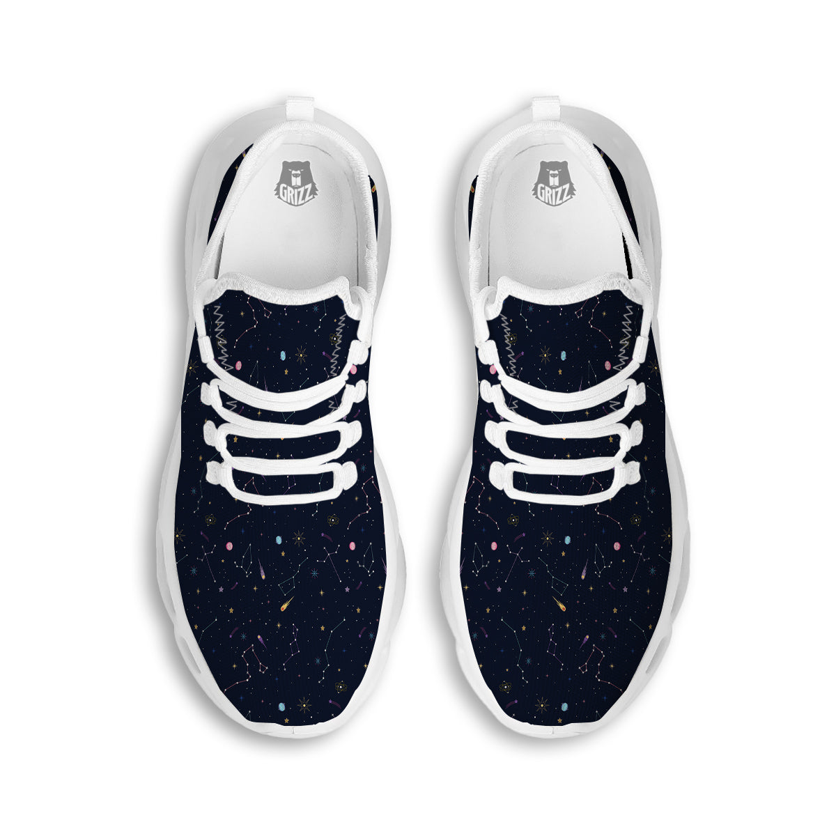 Galaxy Constellation Print Pattern White Running Shoes-grizzshop