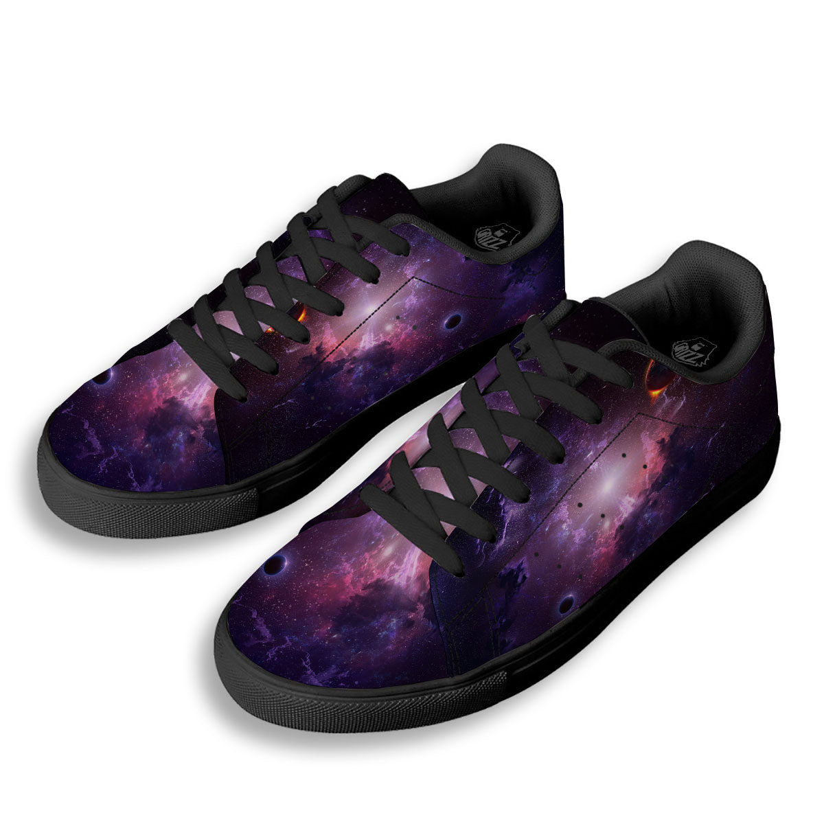 Galaxy Deep Space Light Stardust Print Black Low Top Sneakers-grizzshop