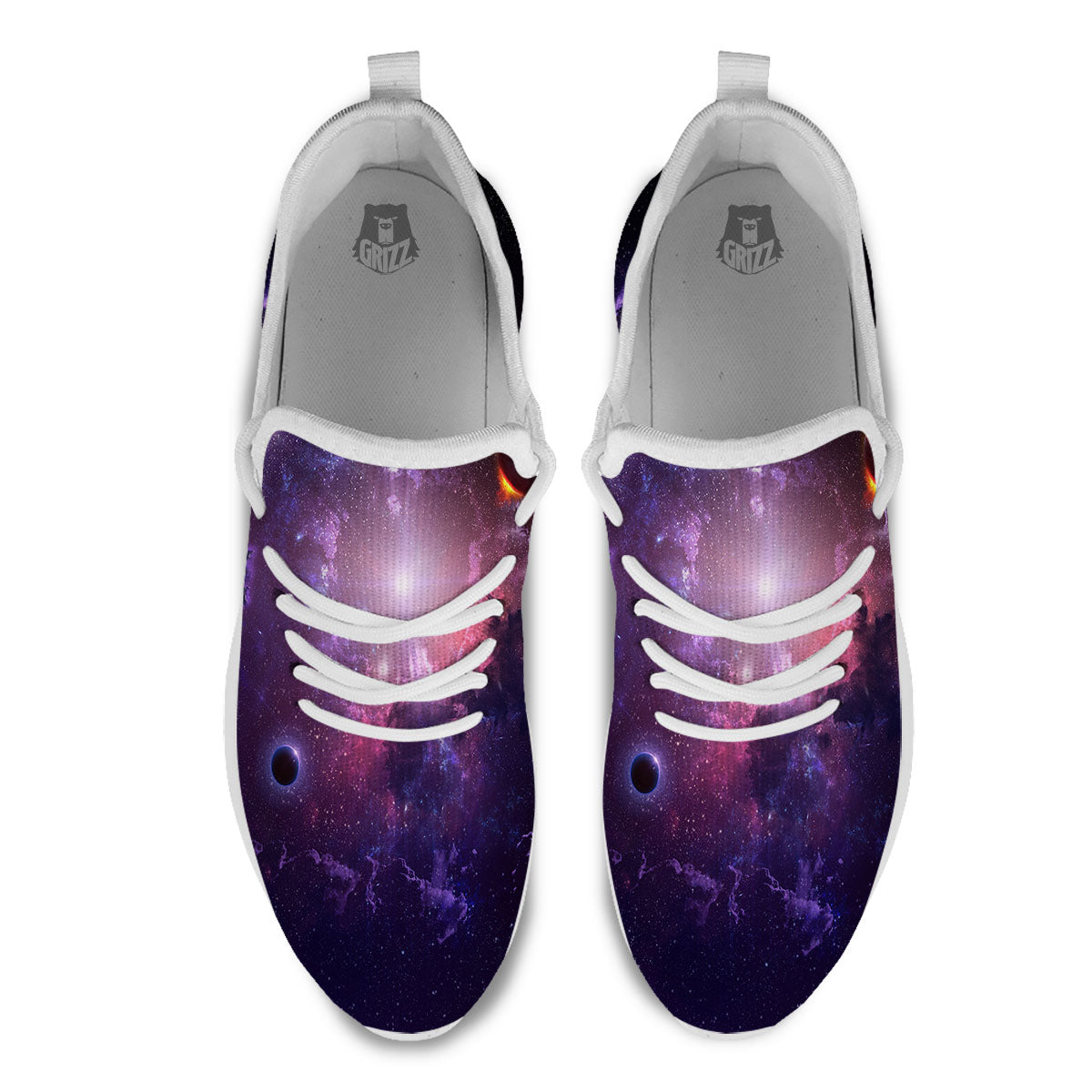 Galaxy Deep Space Light Stardust Print White Athletic Shoes-grizzshop