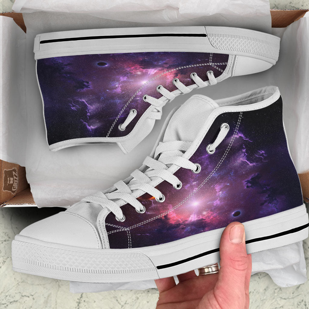 Galaxy Deep Space Light Stardust Print White High Top Shoes-grizzshop