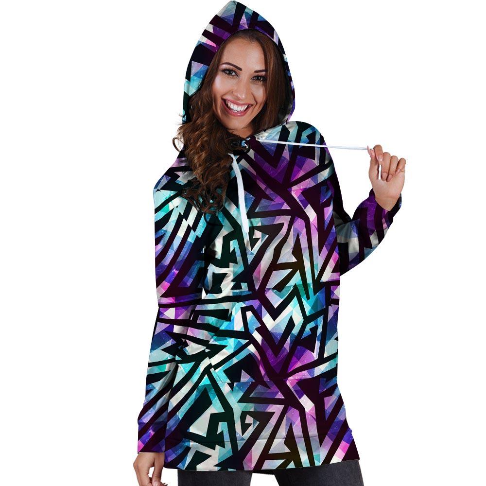 Galaxy Geometric Hoodie Dress-grizzshop