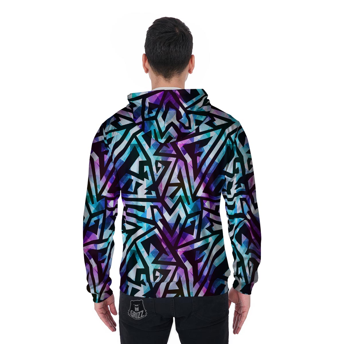 Galaxy Geometric Men's Zip Up Hoodie-grizzshop