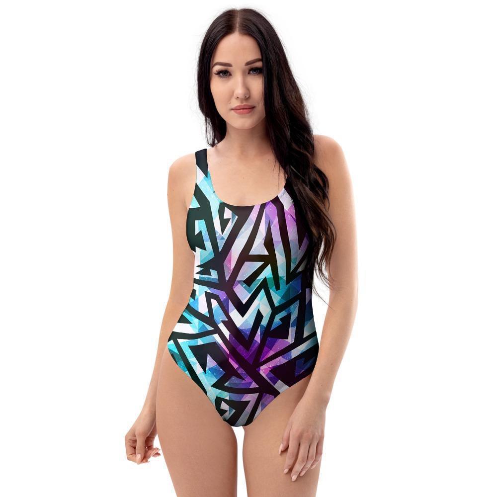 Galaxy Geometric One Piece Swimsuite-grizzshop