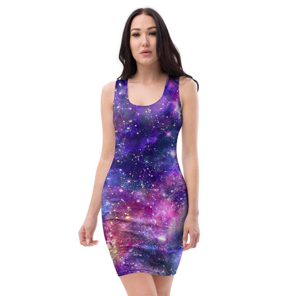 Galaxy Night Print Bodycon Dress-grizzshop