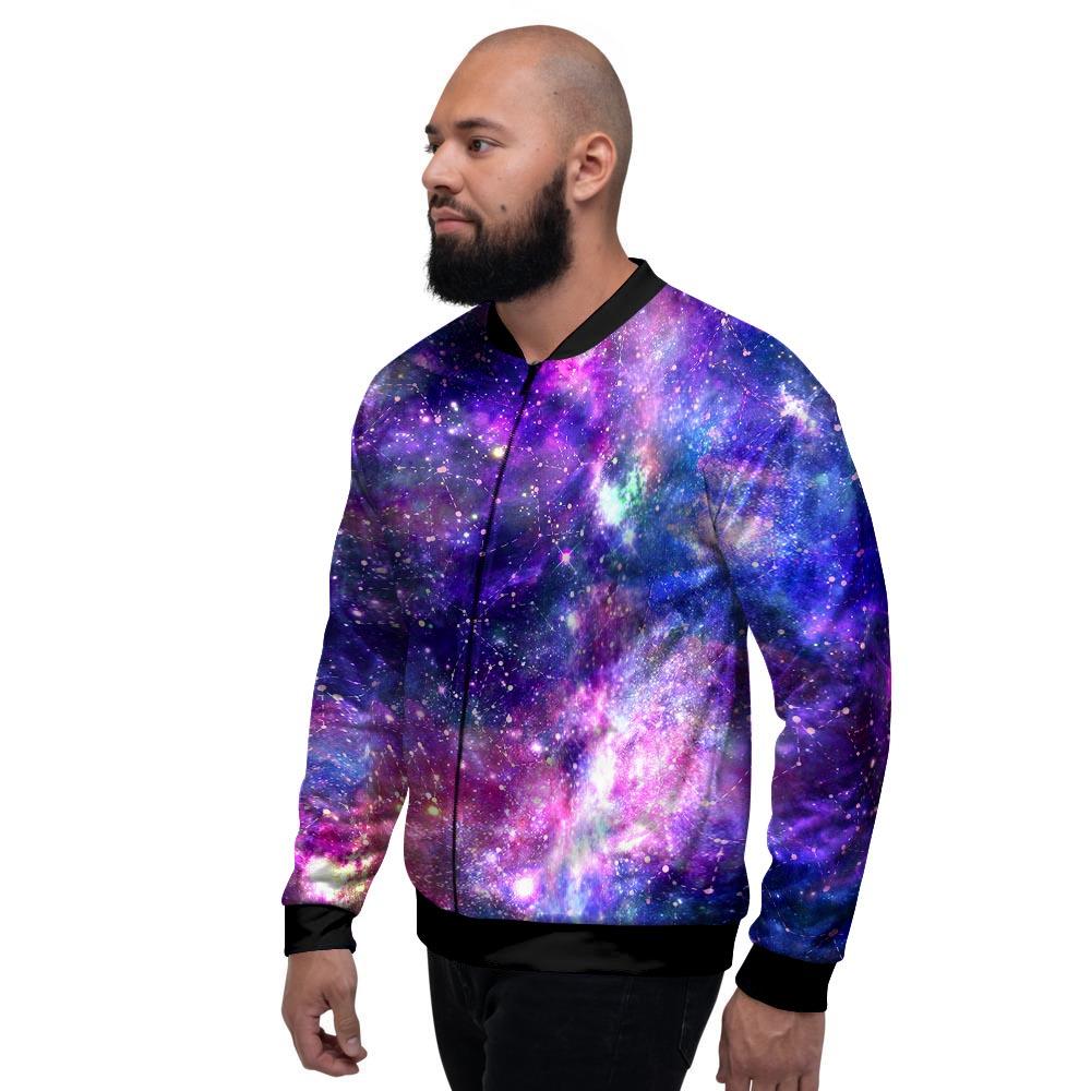 Galaxy Night Print Men's Bomber Jacket-grizzshop