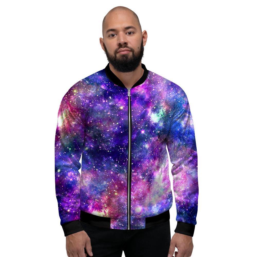 Galaxy Night Print Men's Bomber Jacket-grizzshop