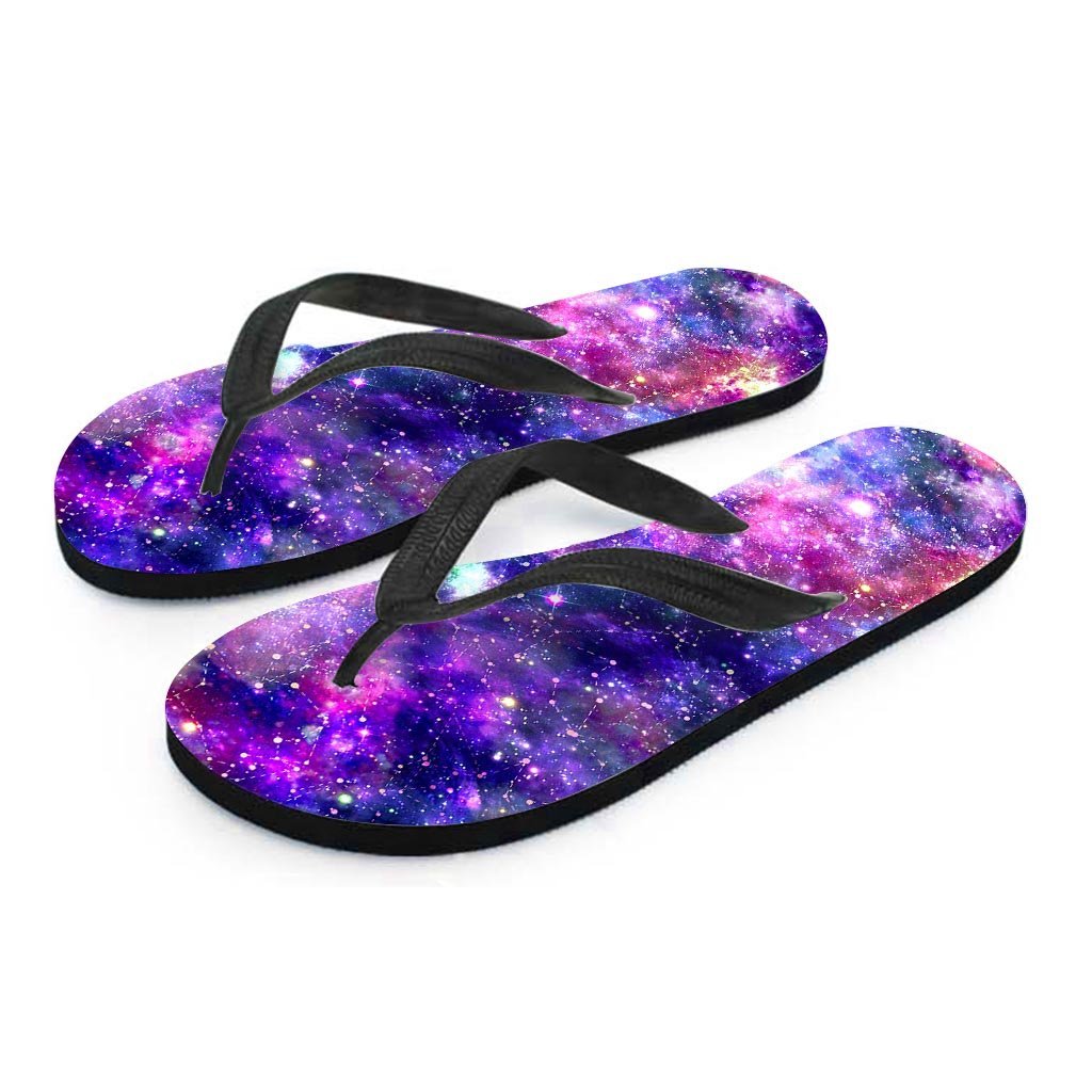 Galaxy Night Print Men's Flip Flops-grizzshop