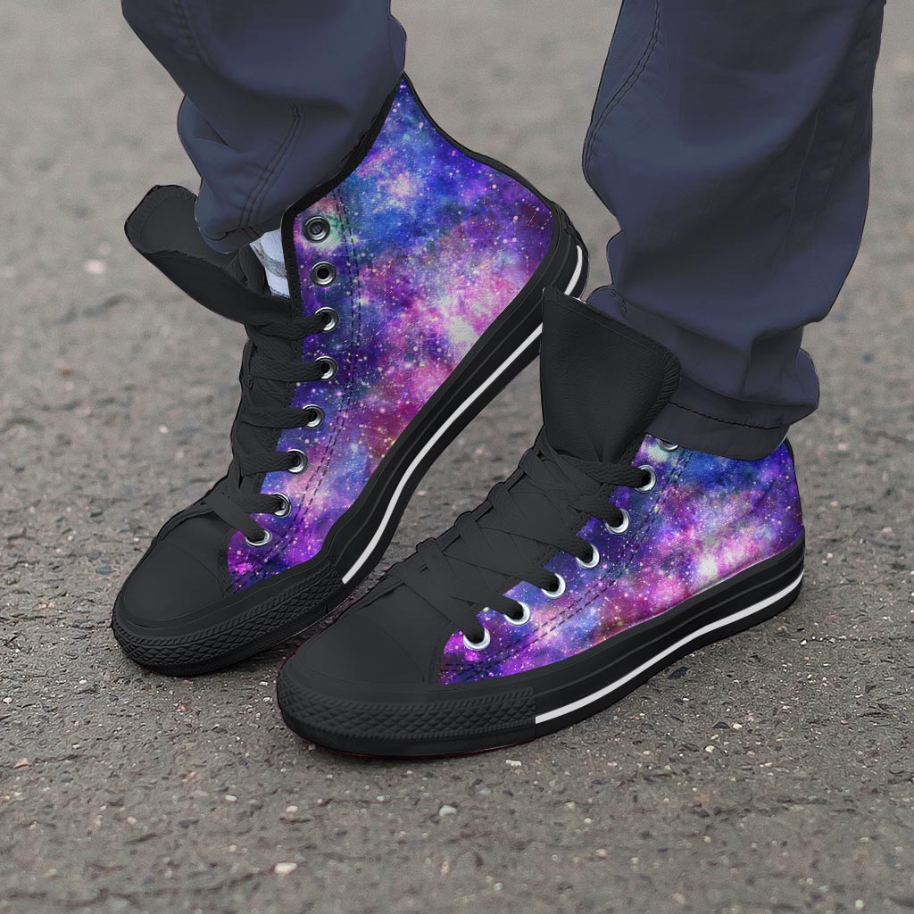 Galaxy Night Print Men's High Top Shoes-grizzshop