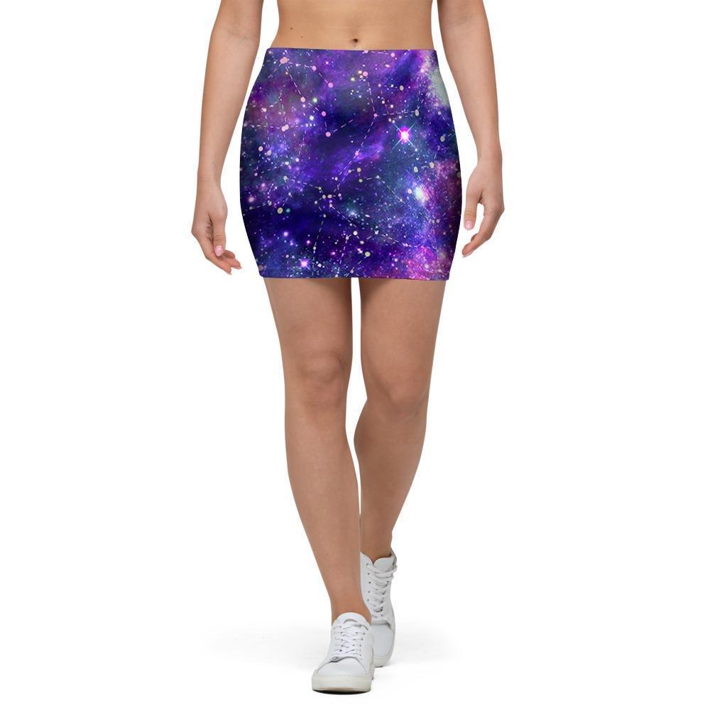 Galaxy Night Print Mini Skirt-grizzshop