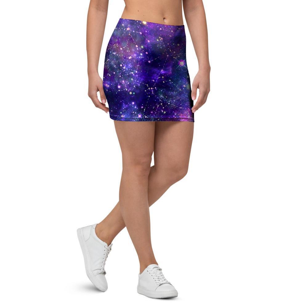 Galaxy Night Print Mini Skirt-grizzshop