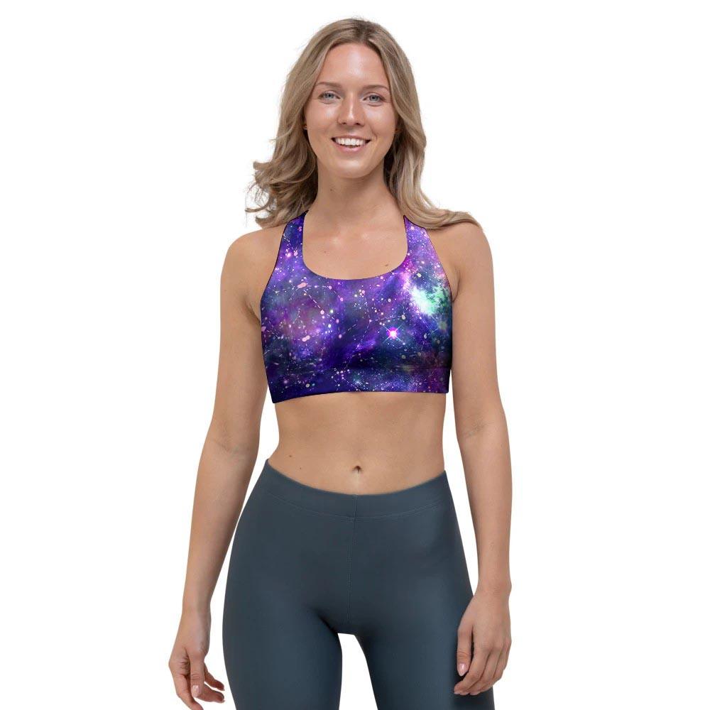 Galaxy Night Print Sports Bra-grizzshop