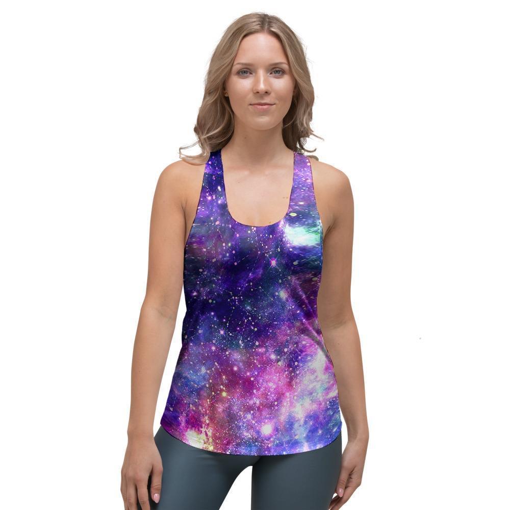 Galaxy Night Print Women's Racerback Tank Top-grizzshop