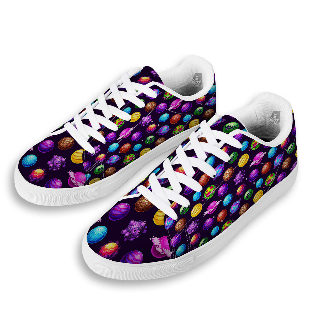 Galaxy Planets And Space Stars Colorful Print Pattern White Low Top Sneakers-grizzshop