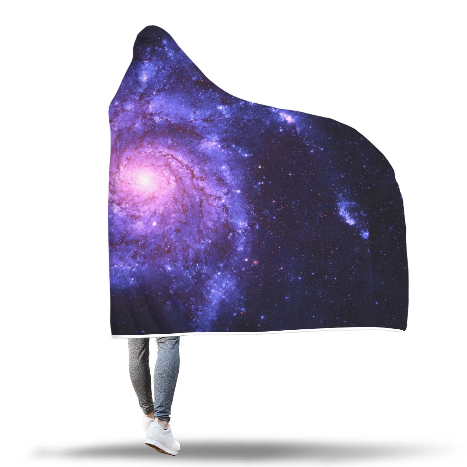 Galaxy Purple Milky Way Space Print Hooded Blanket-grizzshop