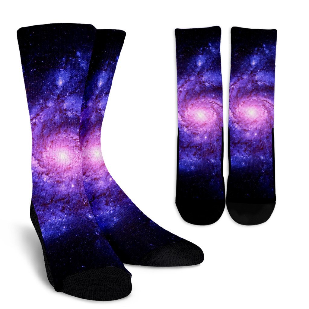 Galaxy Purple Milky Way Space Print Unisex Crew Socks-grizzshop