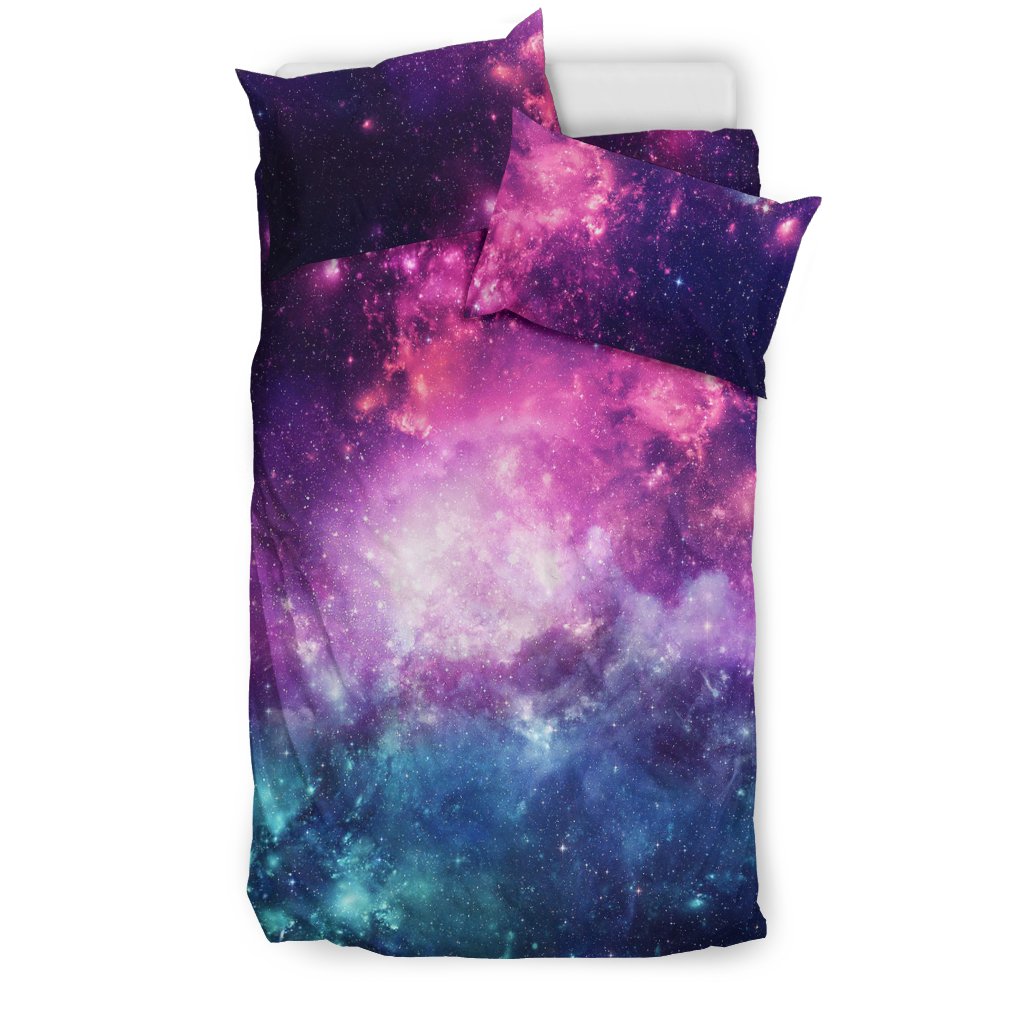 Galaxy Purple Stardust Space Print Duvet Cover Bedding Set-grizzshop