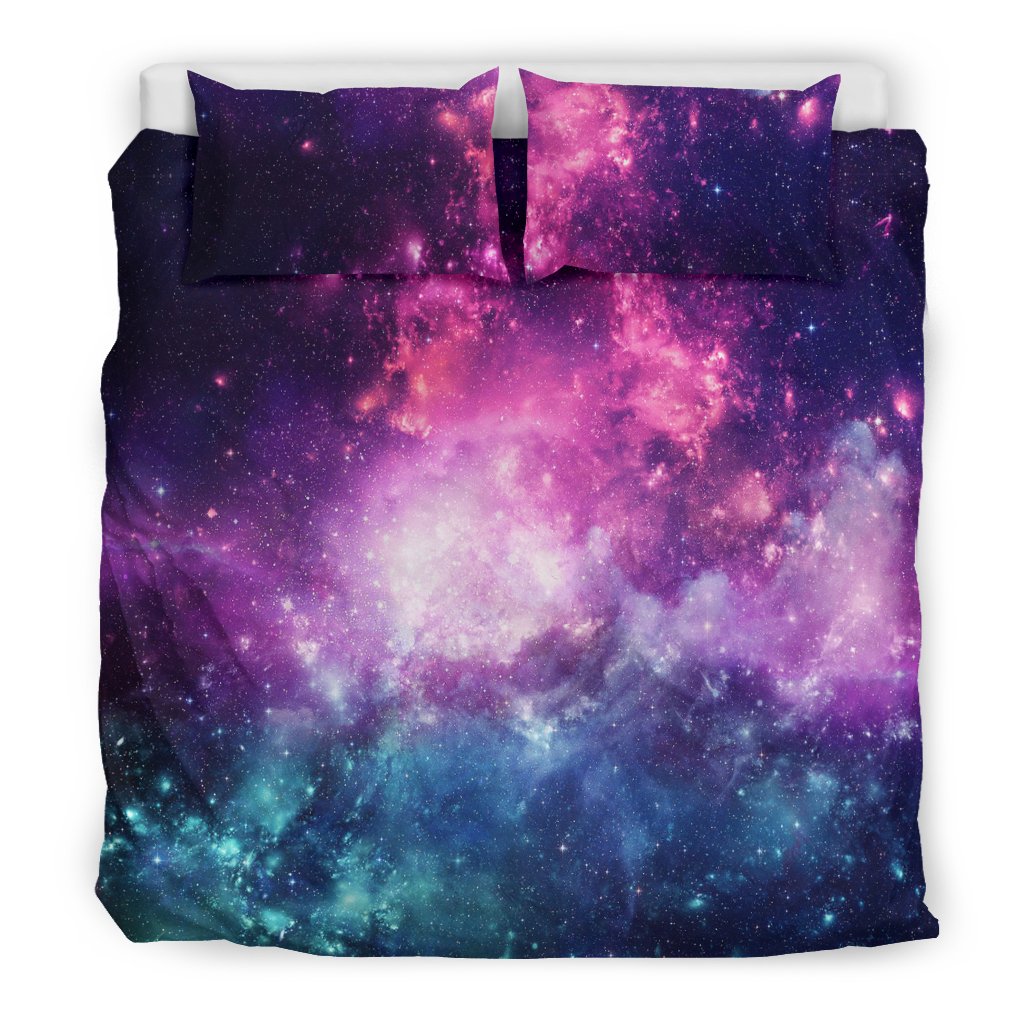 Galaxy Purple Stardust Space Print Duvet Cover Bedding Set-grizzshop