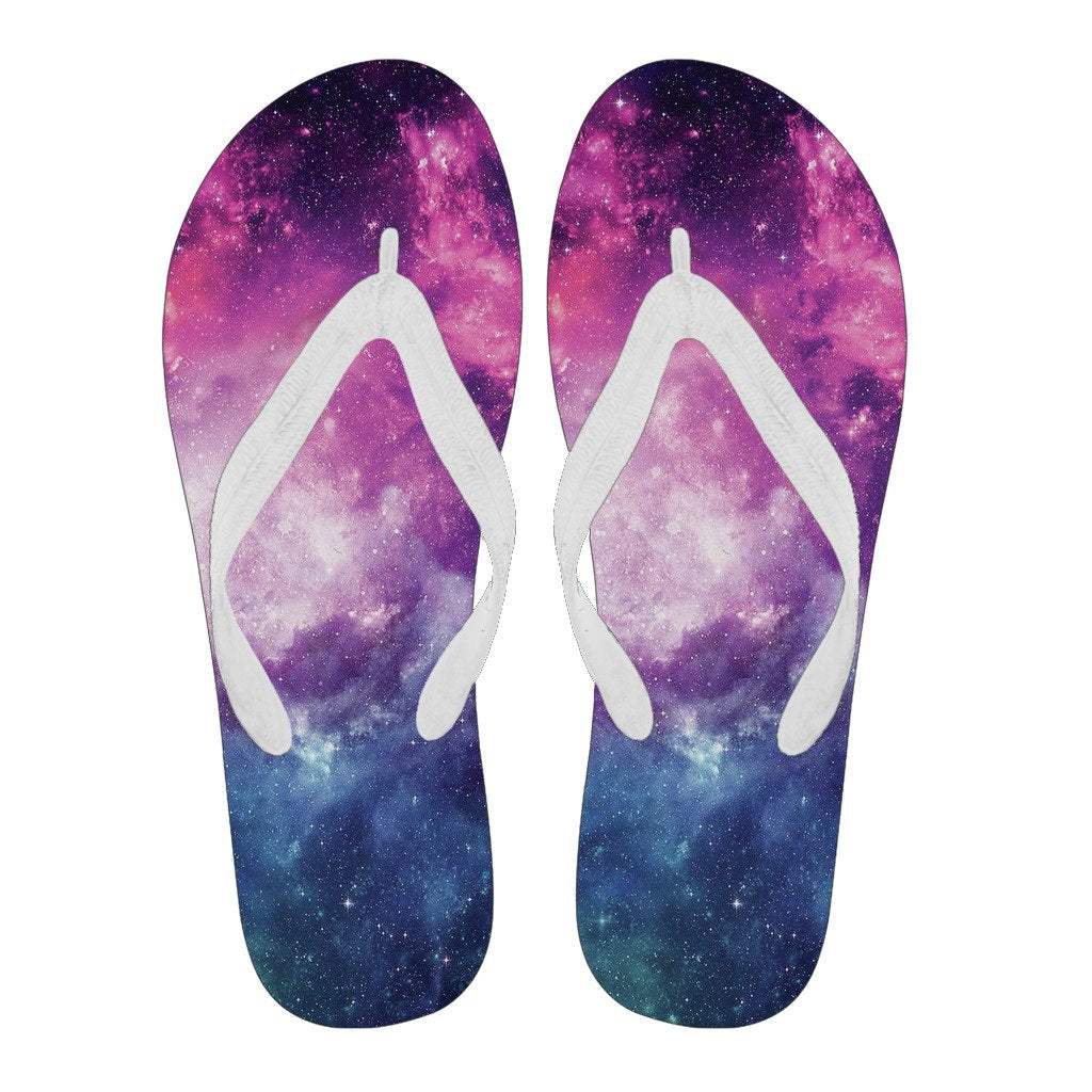 Galaxy Purple Stardust Space Print Men & Women Flip Flops-grizzshop