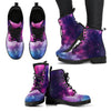 Galaxy Purple Stardust Space Print Men Women Leather Boots-grizzshop