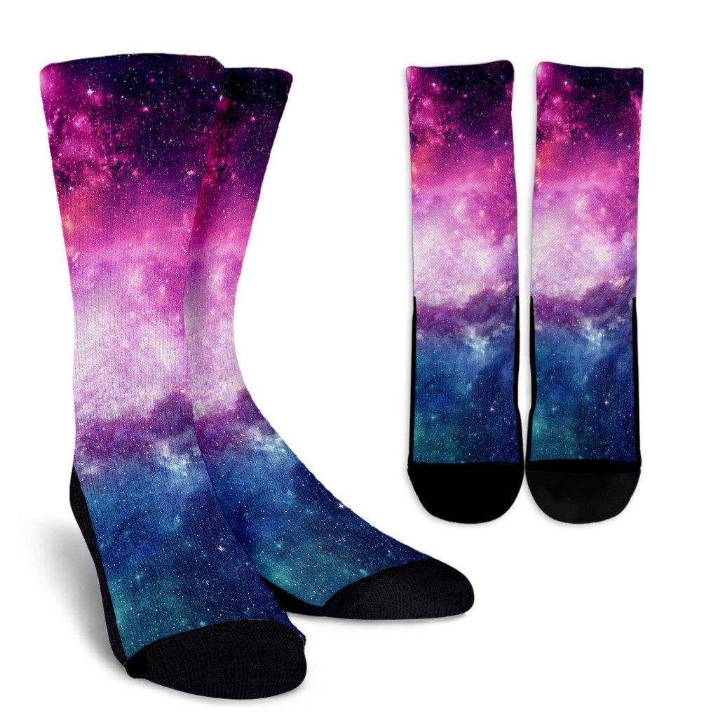 Galaxy Purple Stardust Space Print Unisex Crew Socks-grizzshop