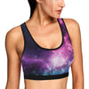 Galaxy Purple Stardust Space Print Women Sports Bra-grizzshop