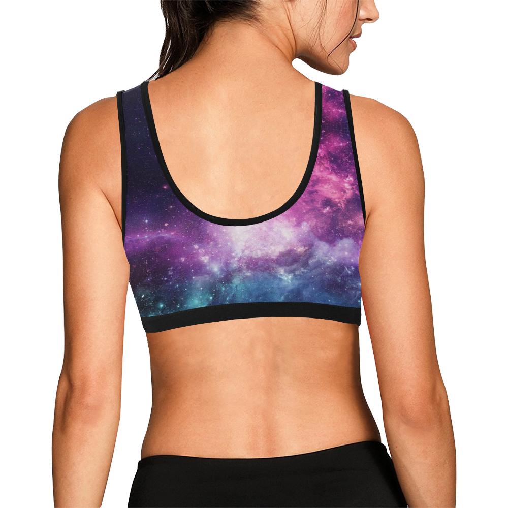 Galaxy Purple Stardust Space Print Women Sports Bra-grizzshop