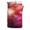 Galaxy Red Stardust Space Print Duvet Cover Bedding Set-grizzshop