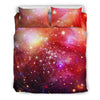 Galaxy Red Stardust Space Print Duvet Cover Bedding Set-grizzshop