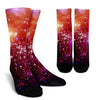 Galaxy Red Stardust Space Print Unisex Crew Socks-grizzshop