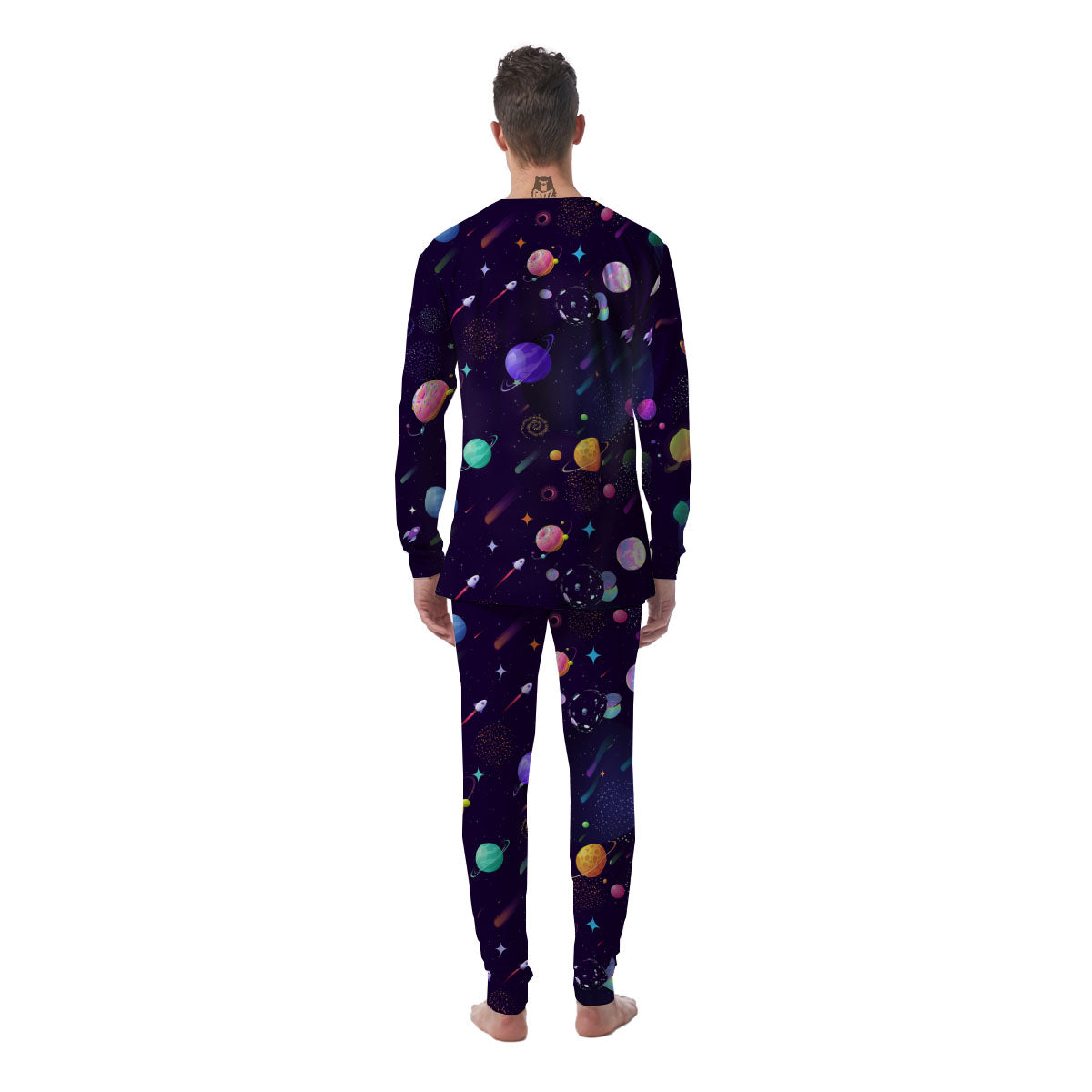 Galaxy Space Abstract Cartoon Print Men's Pajamas-grizzshop