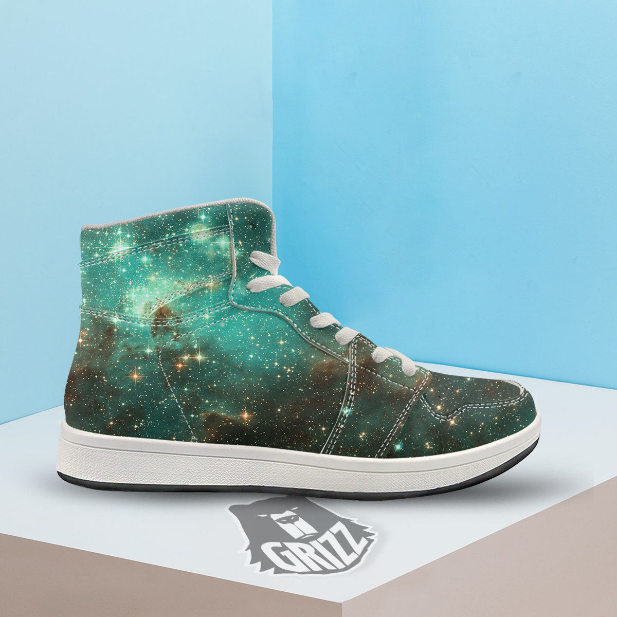 Galaxy Space Abstract Cloud Nebula Print High Top Sneakers-grizzshop