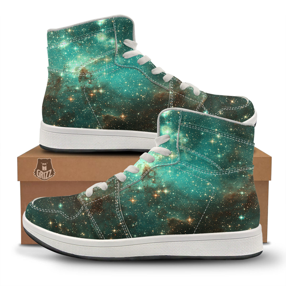 Galaxy Space Abstract Cloud Nebula Print High Top Sneakers-grizzshop