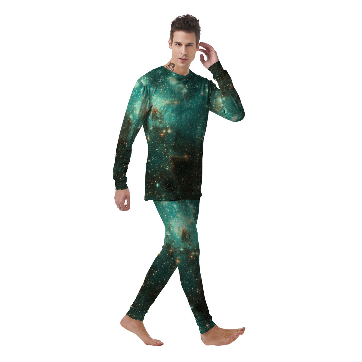 Galaxy Space Abstract Cloud Nebula Print Men's Pajamas-grizzshop