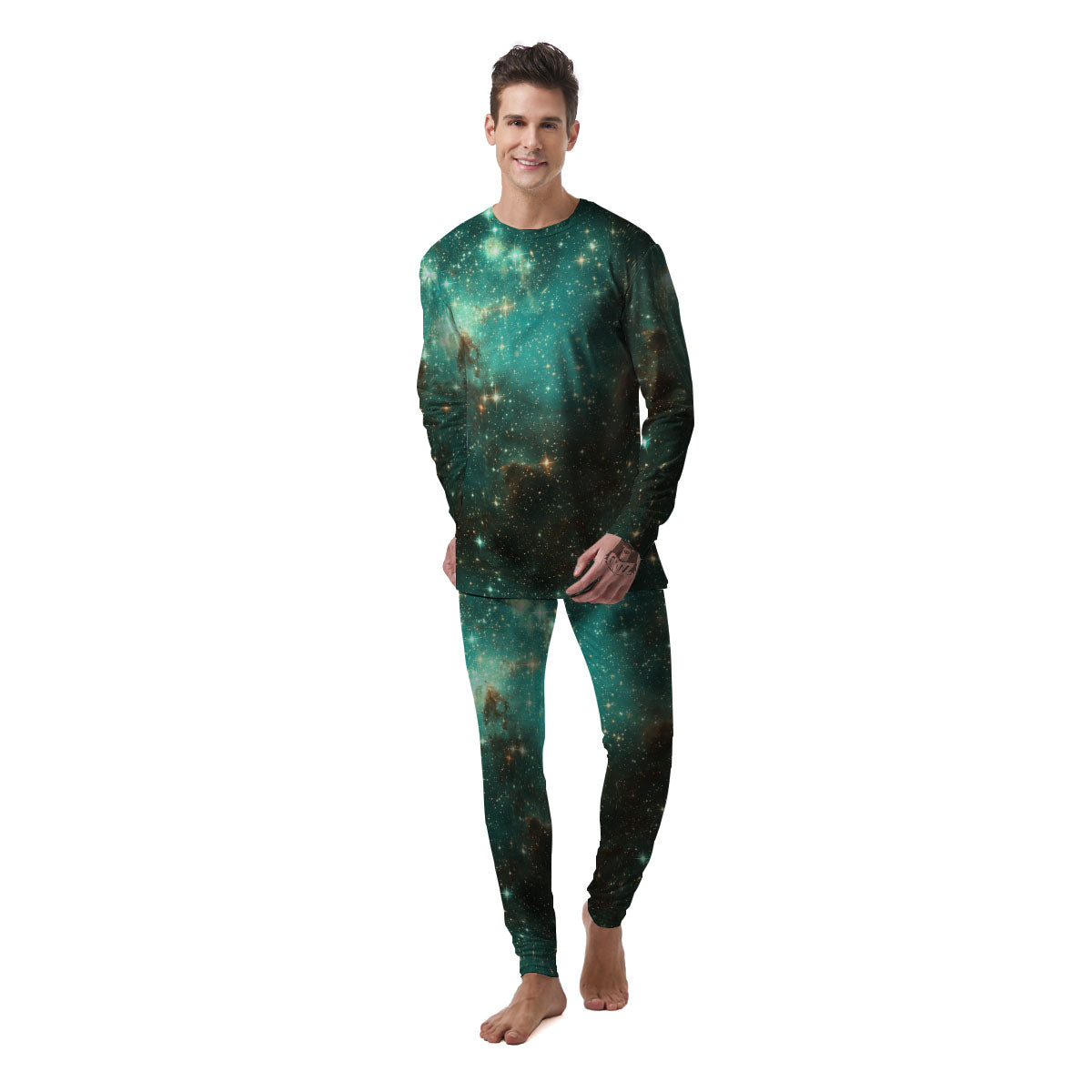 Galaxy Space Abstract Cloud Nebula Print Men's Pajamas-grizzshop