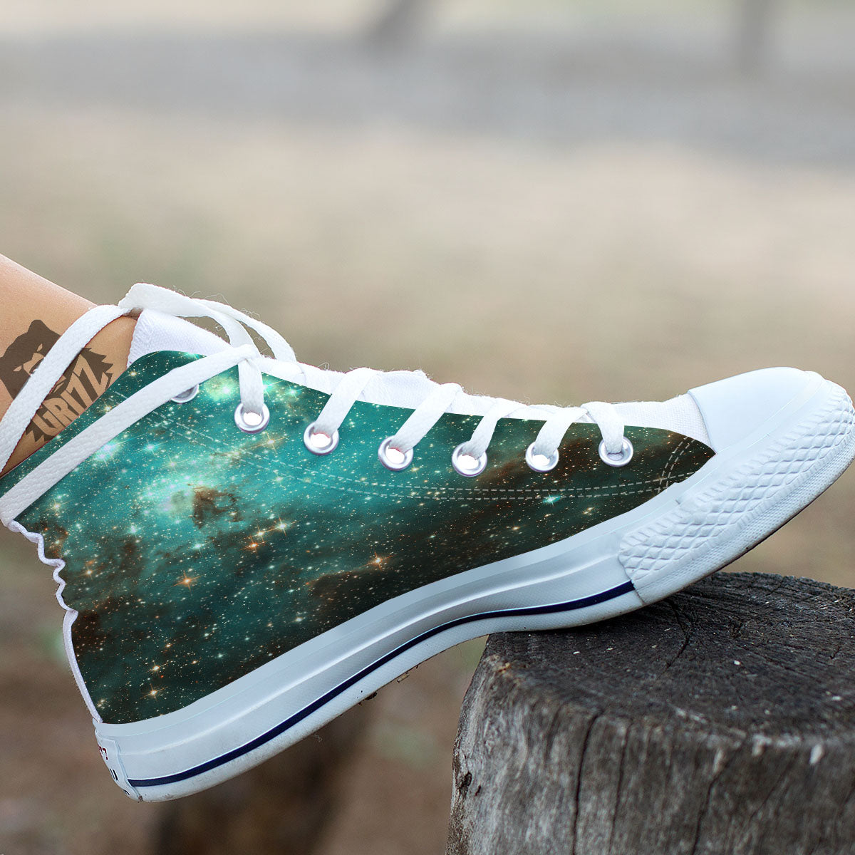 Galaxy Space Abstract Cloud Nebula Print White High Top Shoes-grizzshop