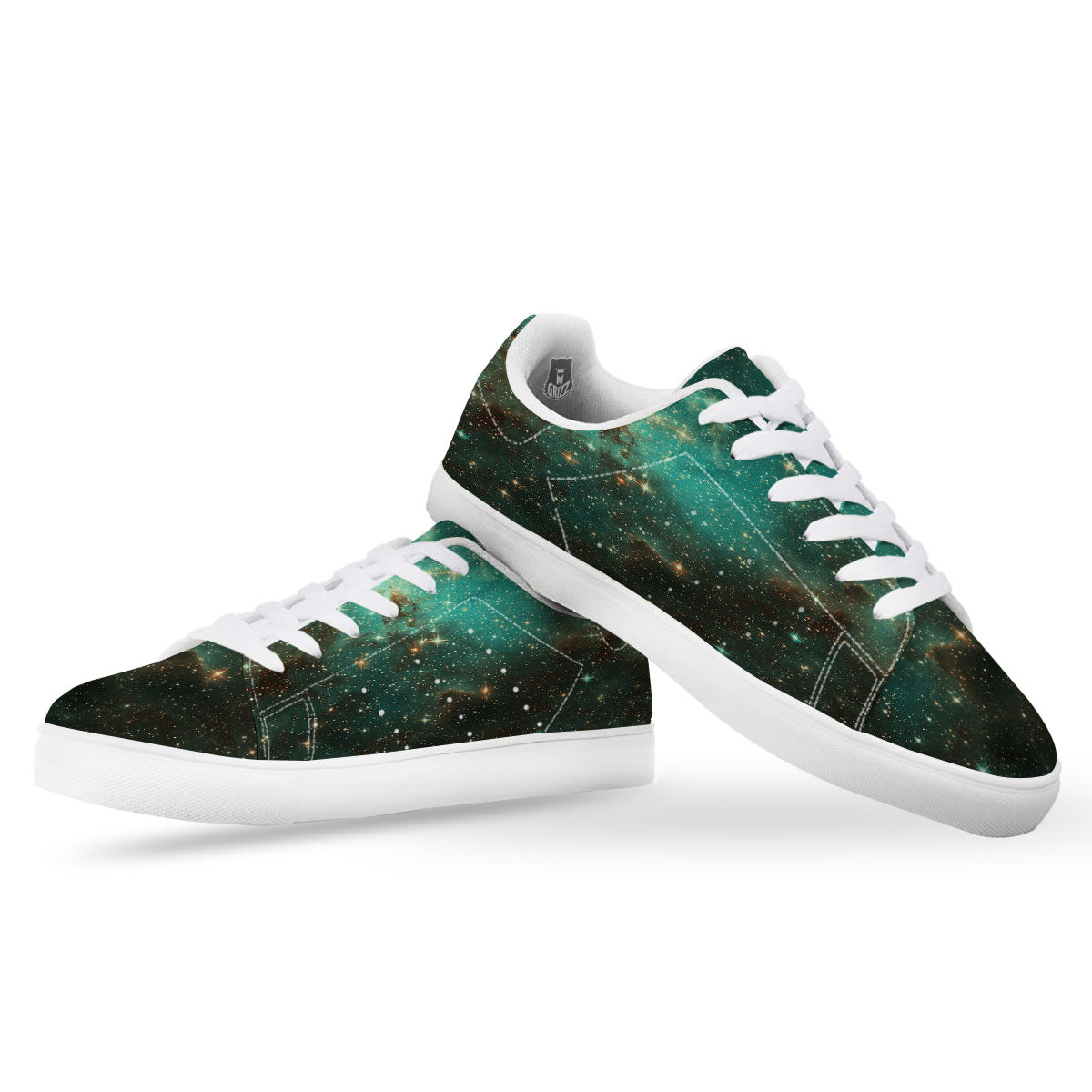 Galaxy Space Abstract Cloud Nebula Print White Low Top Sneakers-grizzshop