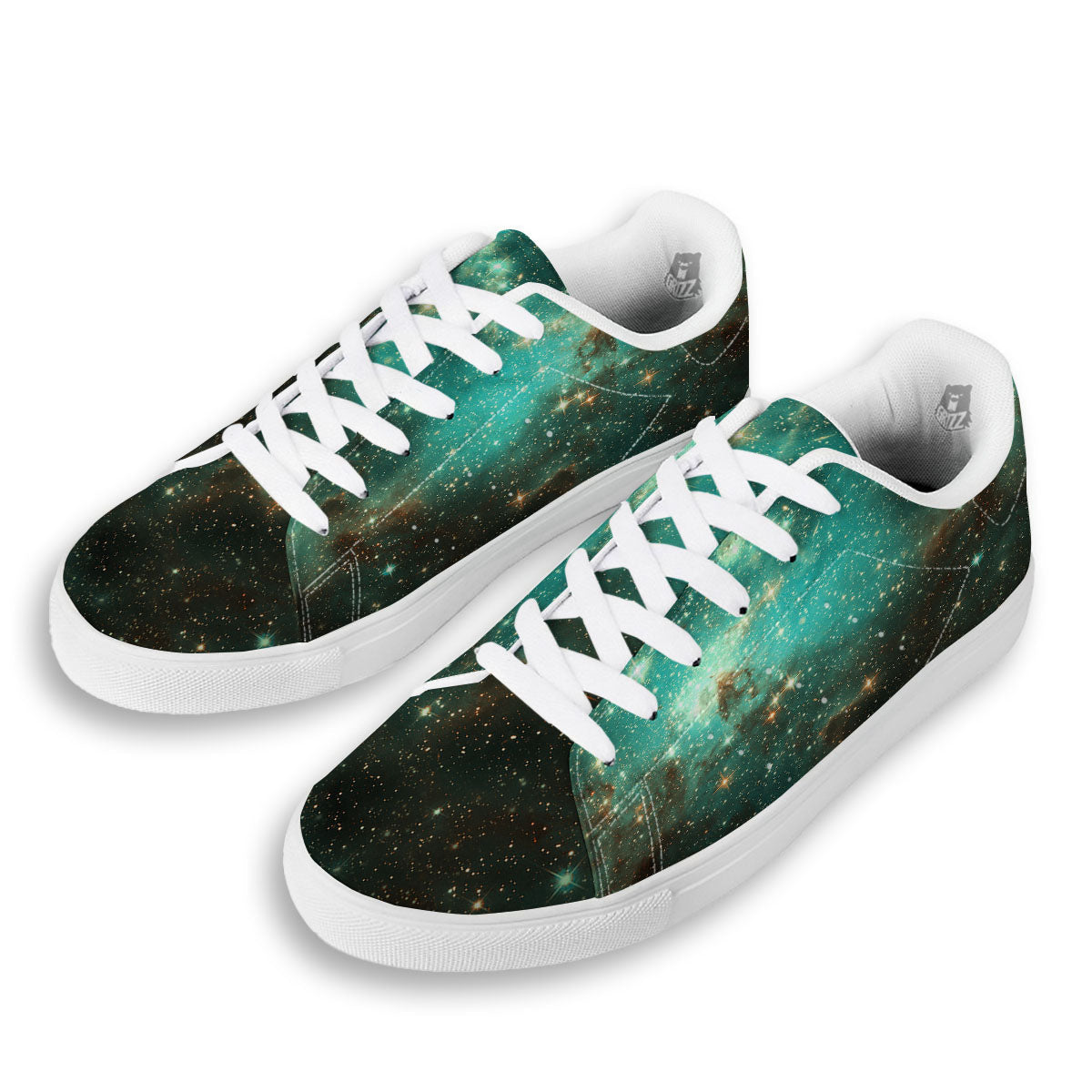 Galaxy Space Abstract Cloud Nebula Print White Low Top Sneakers-grizzshop