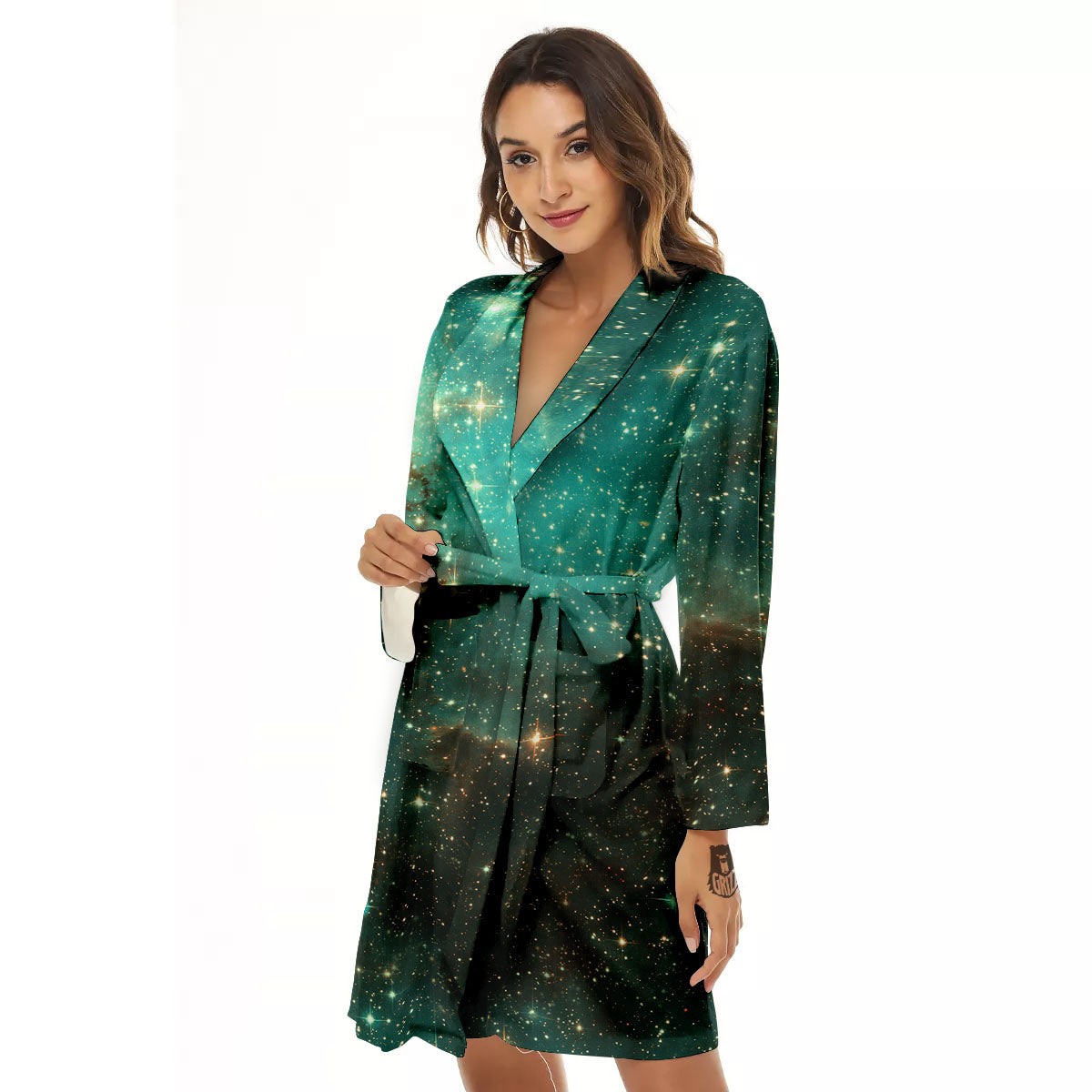 Galaxy Space Abstract Cloud Nebula Print Women's Robe-grizzshop
