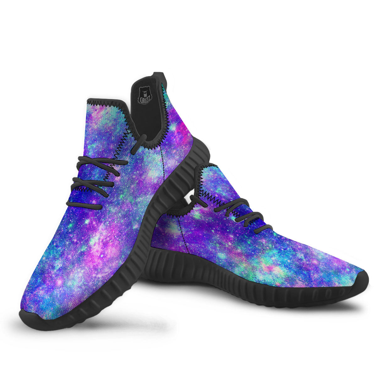 Galaxy Space Abstract Colorful Print Black Walking Shoes-grizzshop