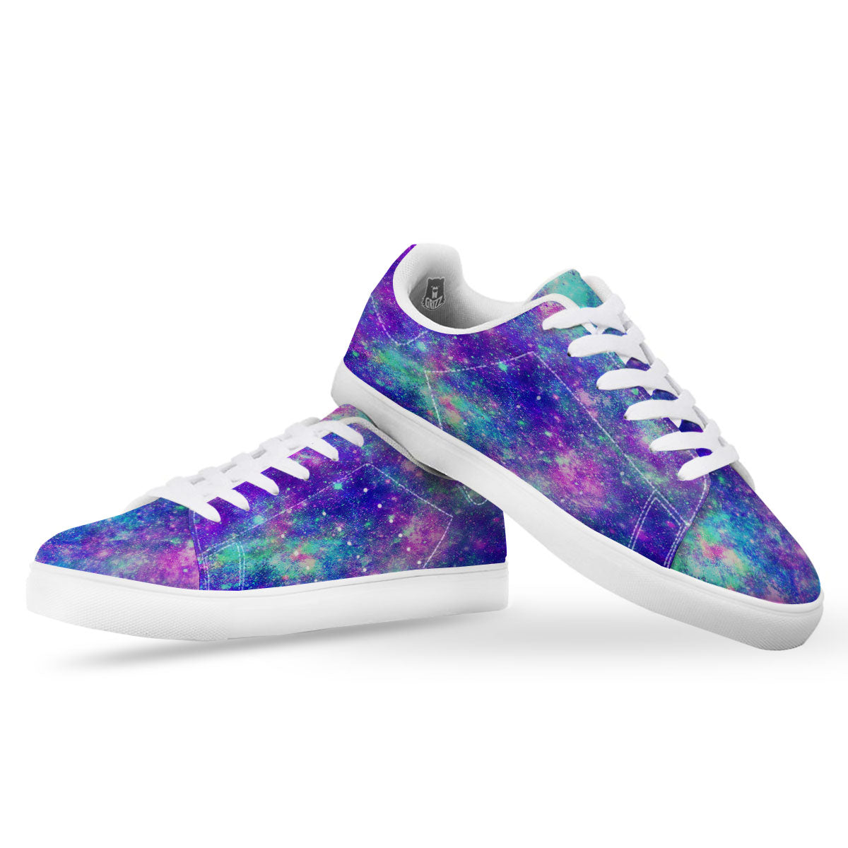 Galaxy Space Abstract Colorful Print White Low Top Sneakers-grizzshop