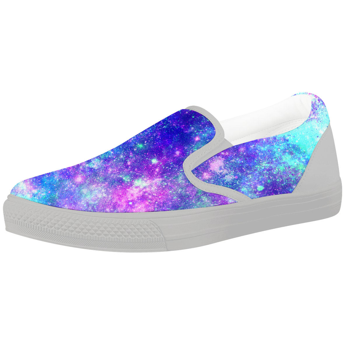 Galaxy Space Abstract Colorful Print White Slip On Shoes-grizzshop
