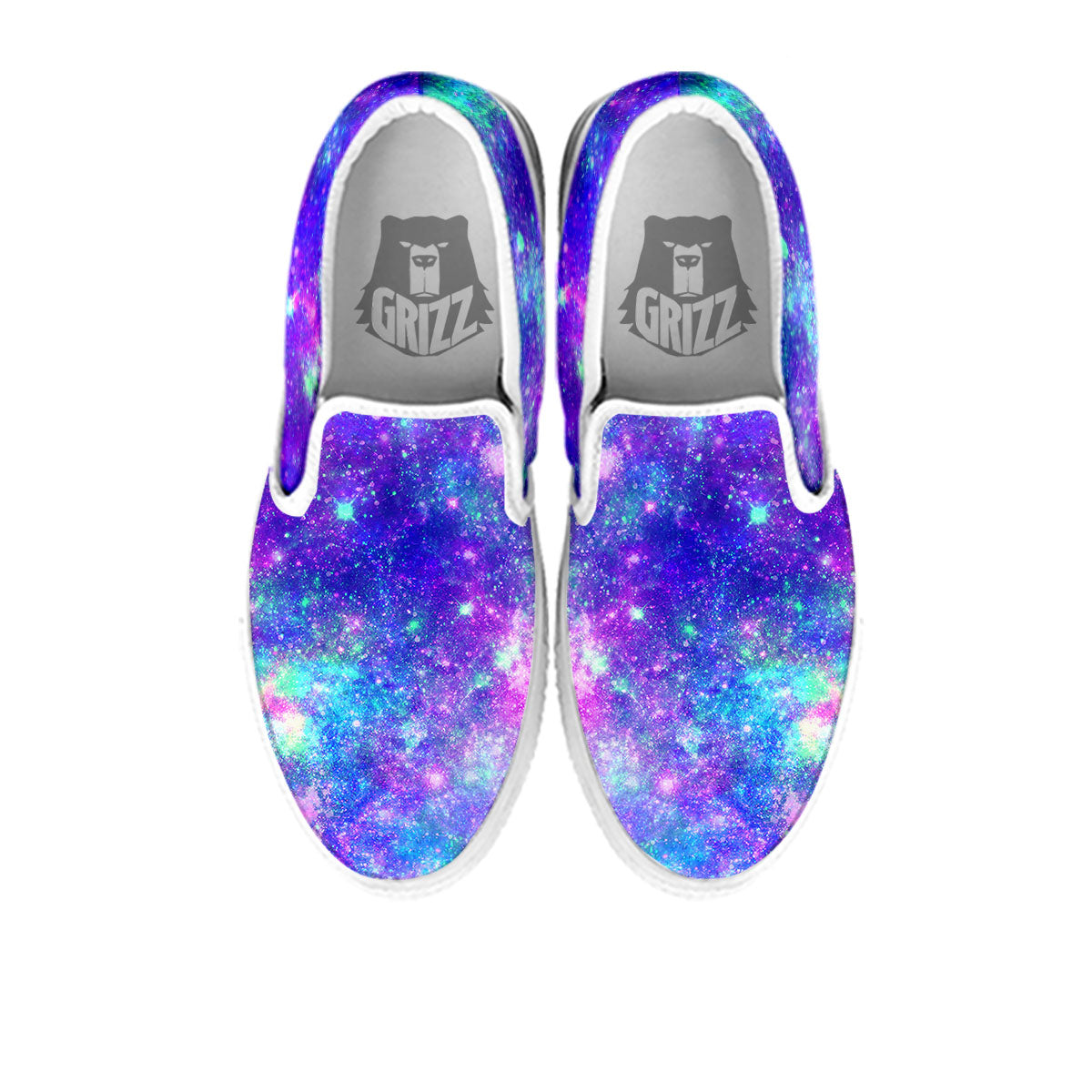 Galaxy Space Abstract Colorful Print White Slip On Shoes-grizzshop