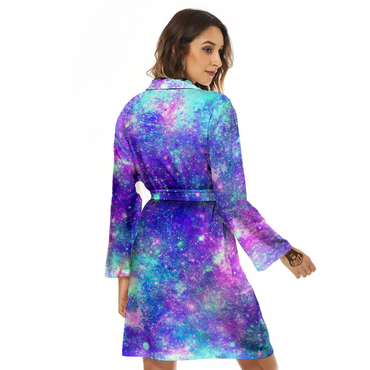 Galaxy Space Abstract Colorful Print Women's Robe-grizzshop