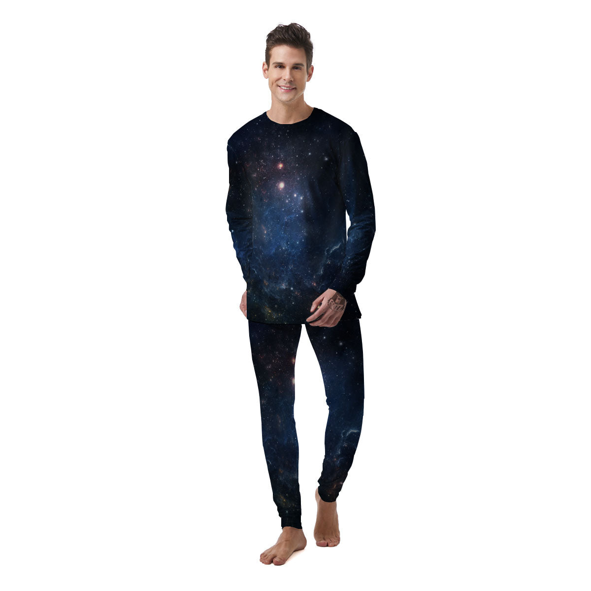 Galaxy Space Abstract Dark Print Men's Pajamas-grizzshop