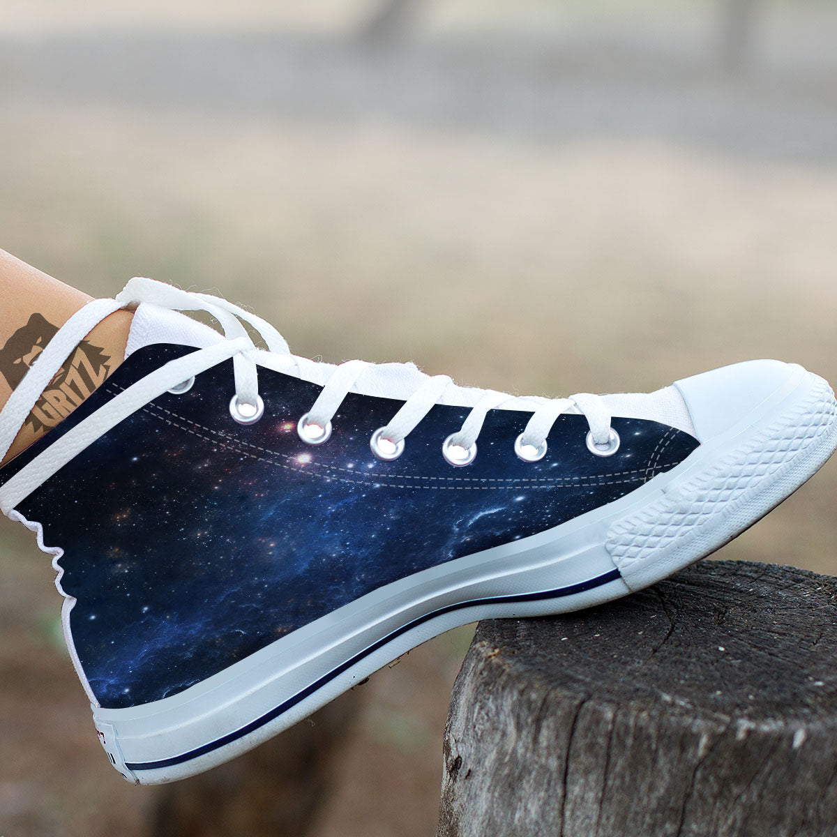 Galaxy Space Abstract Dark Print White High Top Shoes-grizzshop