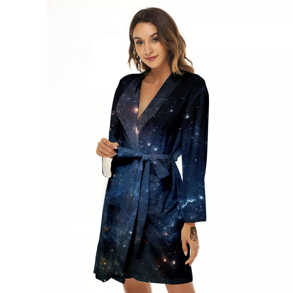 Galaxy Space Abstract Dark Print Women's Robe-grizzshop