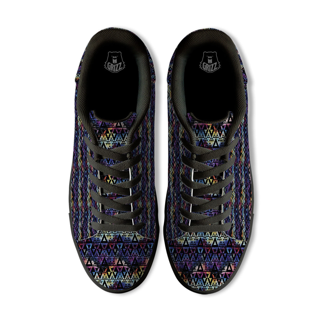 Galaxy Space Black Triangle Print Black Low Top Sneakers-grizzshop