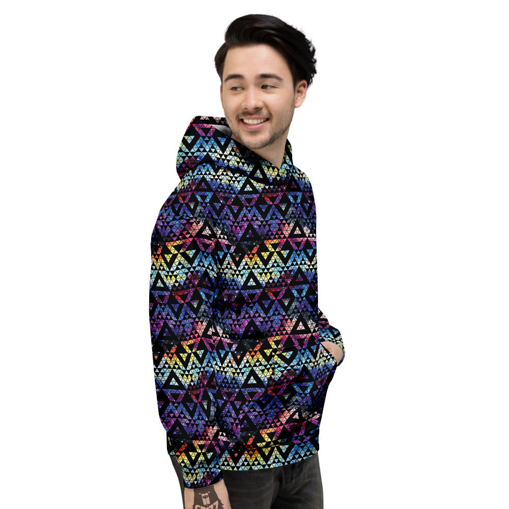 Galaxy Space Black Triangle Print Men's Hoodie-grizzshop