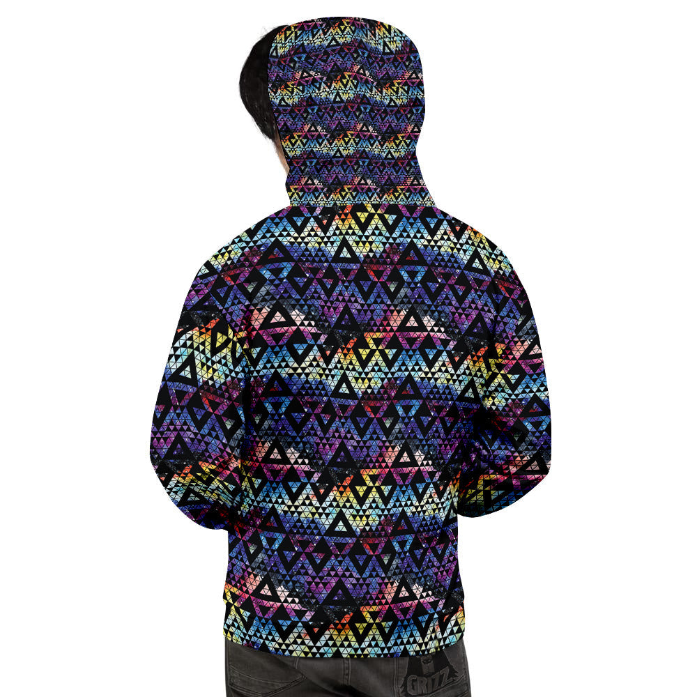 Galaxy Space Black Triangle Print Men's Hoodie-grizzshop