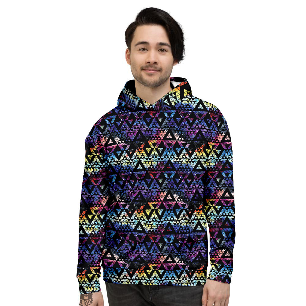 Galaxy Space Black Triangle Print Men's Hoodie-grizzshop